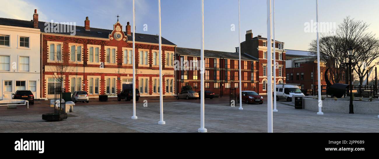 Architektur in Nelson Street, Hull Marina, Kingston-upon-Hull, East Riding of Yorkshire, Humberside, England, Großbritannien Stockfoto