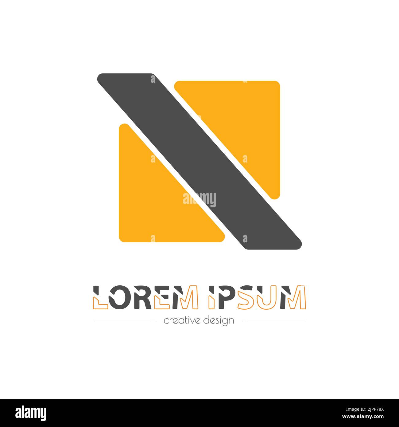 Quadrat, Dreieck und Streifen sind in Teile unterteilt. Geometrische Vorlage für ein Logo, einen Aufkleber, ein Logo oder eine Marke. Illustration für Websites, Anwendungen und Stock Vektor