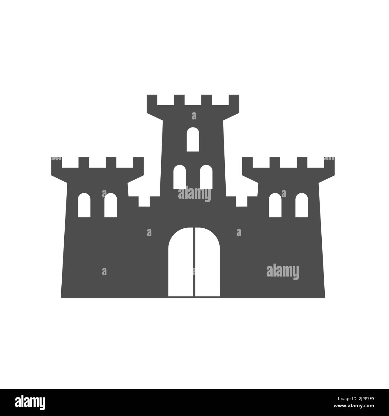 Ikone des Burgturms. Das Symbol der alten Festung. Die Verteidigungsmauer der Stadt. Flacher Style Stock Vektor