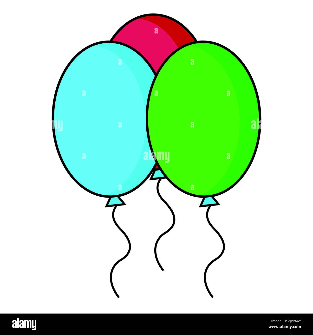 Partyballon, Vektor-Illustration von Hand gezeichnet, Kinderarsenal Stockfoto