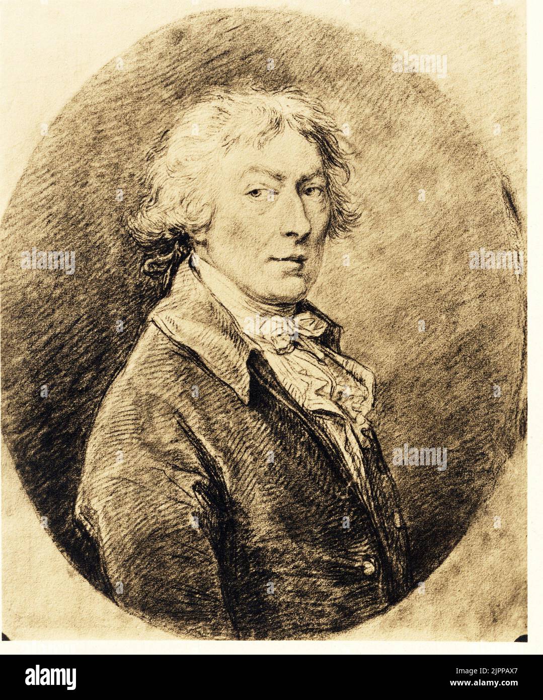 Der britische Maler THOMAS GAINSBOROUGH ( 1727 - 1788 ) , zeichnerisches Porträt von F. Bartolozzi nach Gainsborough , London - RITRATTO - pittore - Arti visive - Bildende Kunst ---- Archivio GBB Stockfoto