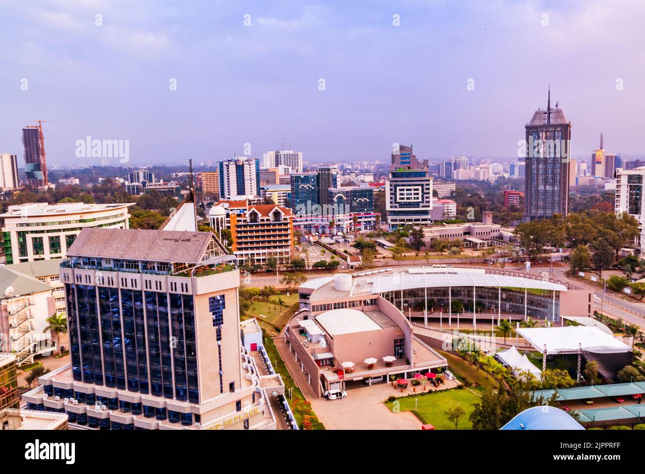 Upper Hill Sunrise Nairobi City County Skyline Wolkenkratzer Stadtlandschaften Kenias Hauptstadt Ostafrika Nairobi City County Kenia Hauptstadt Ostafrika Stockfoto