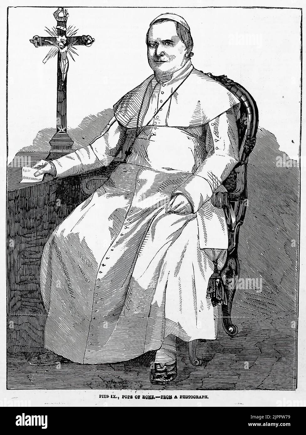 Porträt von Pius IX., Papst von Rom (1860). 19.. Jahrhundert Illustration aus Frank Leslie's Illustrated Newspaper Stockfoto