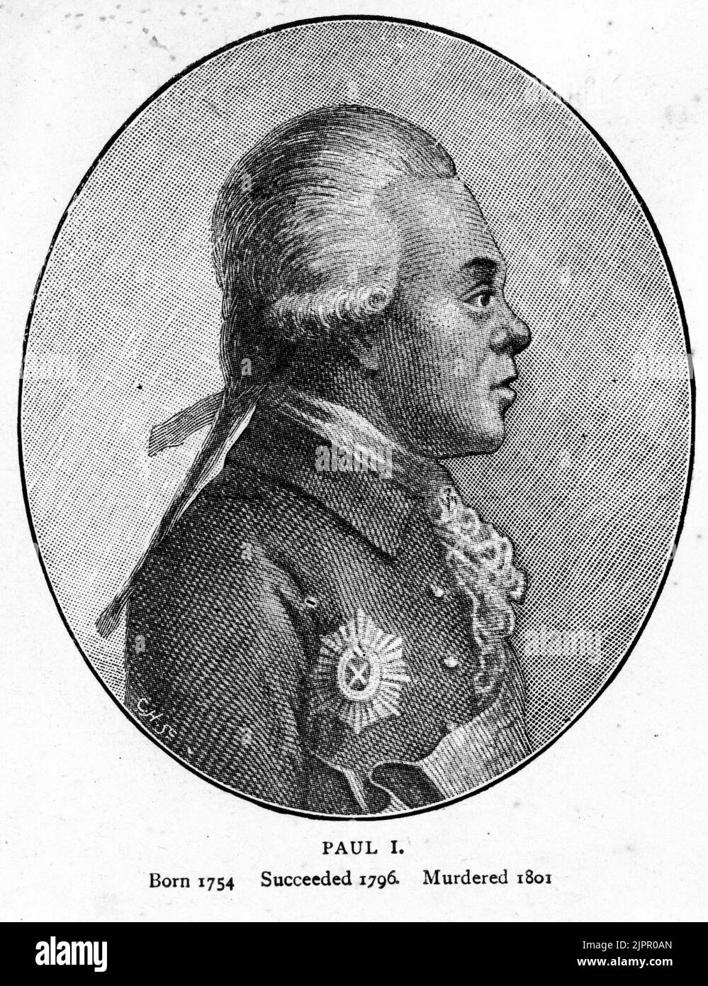 Porträt von Paul I. 1754 – 1801) Kaiser von Russland von 1796 bis zu seiner Tötung. Stockfoto