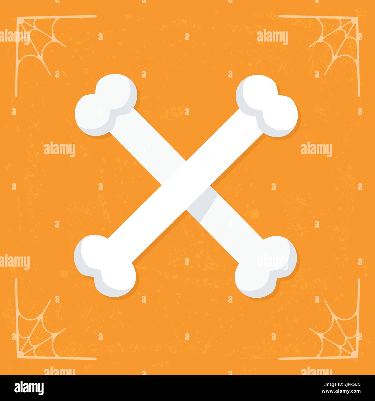 Knochen-Symbol. Kreuzknochen-Symbol. Cartoon niedlichen Skelett Knochen. Halloween-Illustration isoliert auf stilisiertem orangefarbenem Hintergrund. Vektorgrafik Stock Vektor