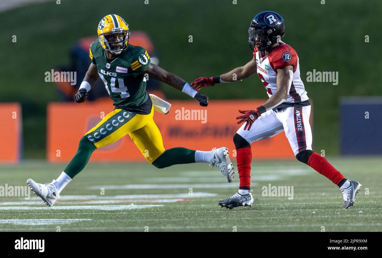 Ottawa, Kanada. 19 Aug 2022. E44 in den Edmonton Elks in Ottawa Redblacks reguläre Saison Canadian Football (CFL) Spiel im TD Place Stadium in Ottawa gespielt. Quelle: Sean Burges/Alamy Live News Stockfoto