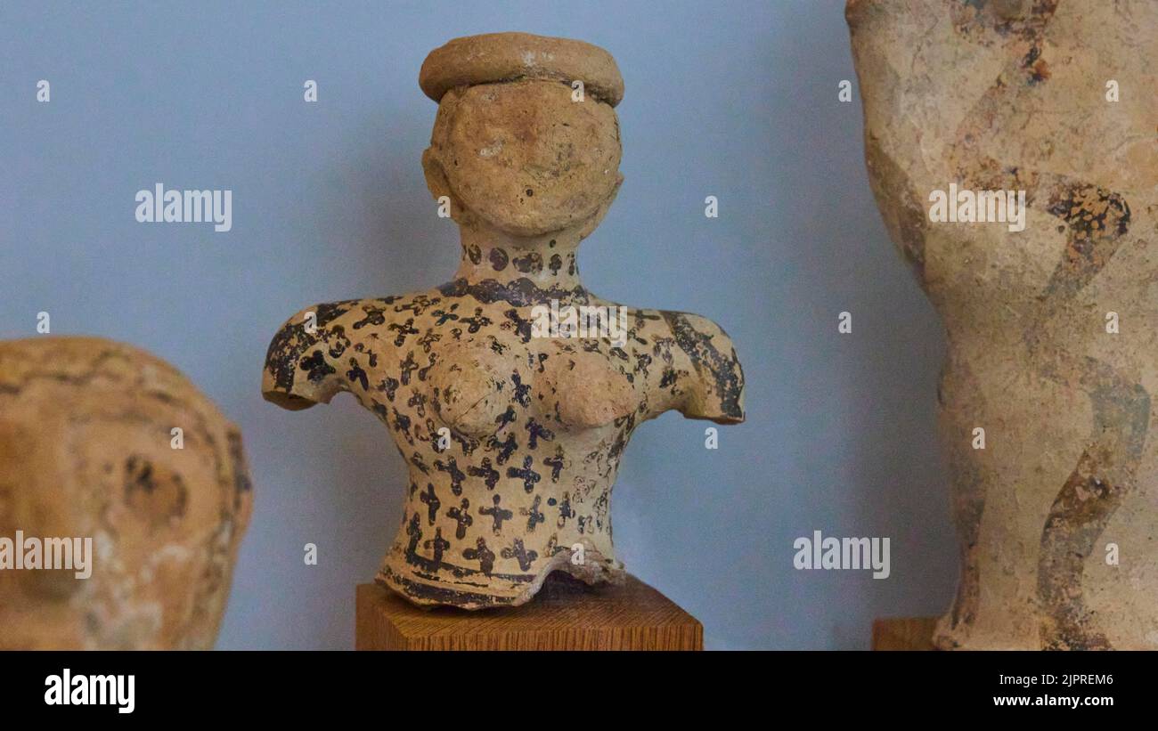 Westlicher Schrein, weibliche Figur, Phylakopi IV, späthelladic IIIC Periode, Phylakopi, Archäologisches Museum, Plaka, Milos Insel, Kykladen, Griechenland Stockfoto