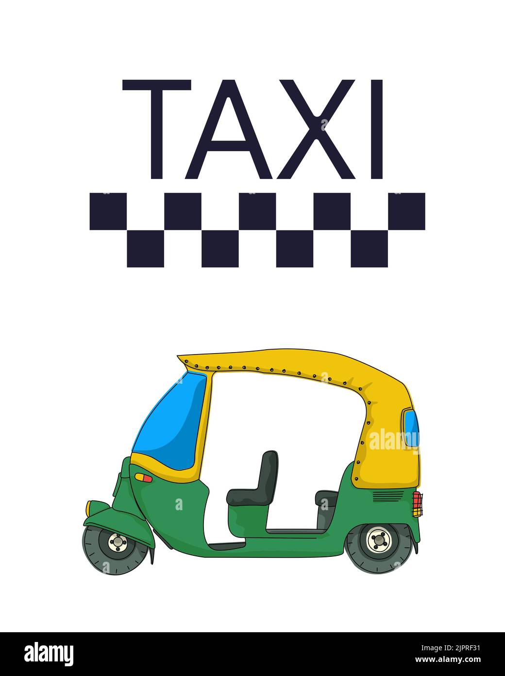 Indische tuktuk Rikscha taxi Vorlage auf weißem Hintergrund Stockfoto