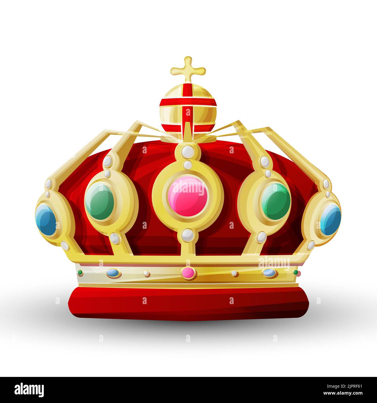 Königliche goldene Krone für einen König, Vektor-Objekt auf weißem Hintergrund Stockfoto