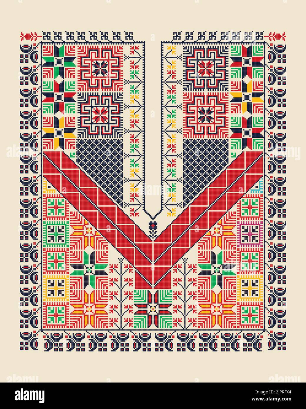 Vector pattern Design mit Palästinensischen traditionelle Stickereien Motiv Stockfoto