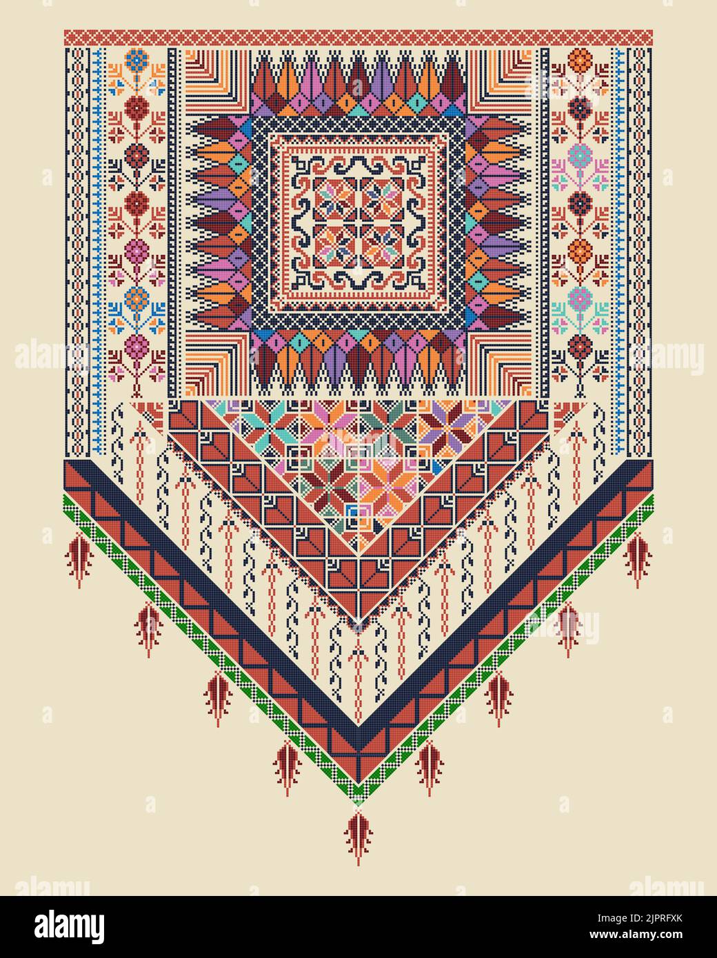 Vector pattern Design mit Palästinensischen traditionelle Stickereien Motiv Stockfoto