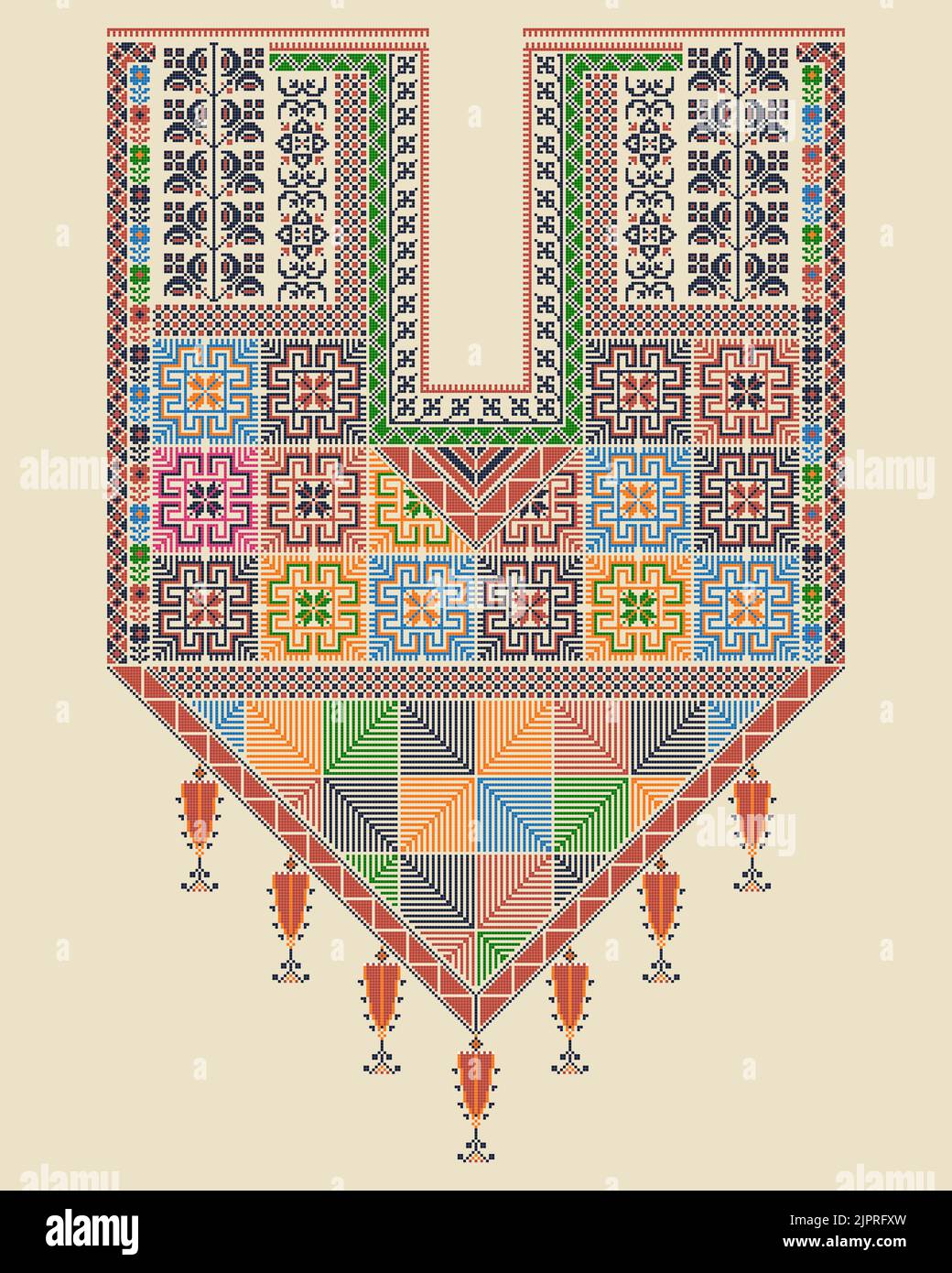Vector pattern Design mit Palästinensischen traditionelle Stickereien Motiv Stockfoto