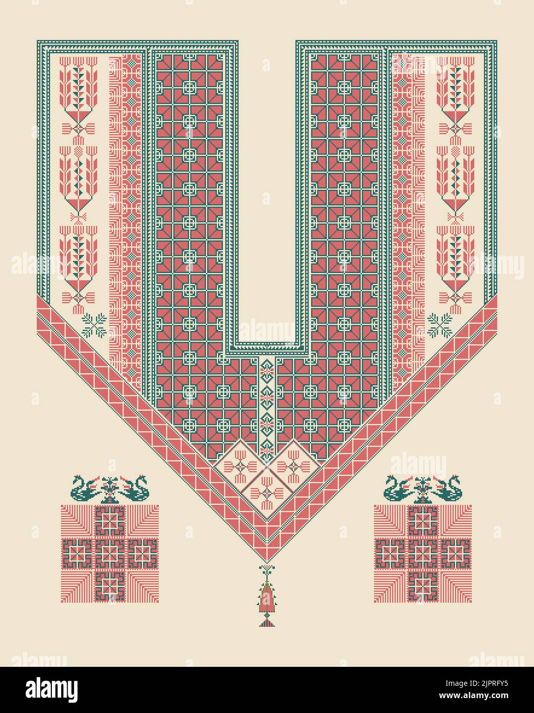 Vector pattern Design mit Palästinensischen traditionelle Stickereien Motiv Stockfoto
