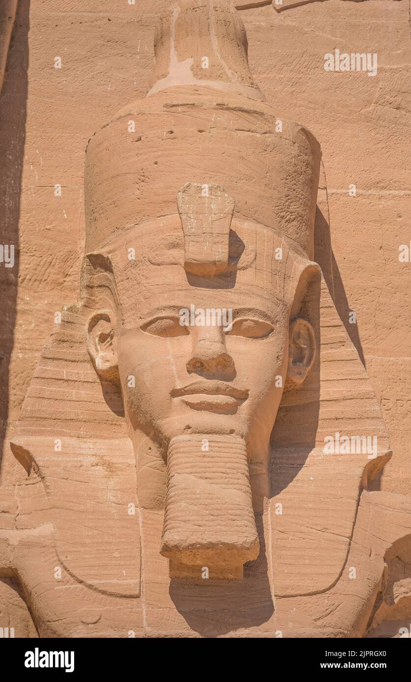 Statue Pharao Ramses II Rock Temple Abu Simbel, Ägypten Stockfoto