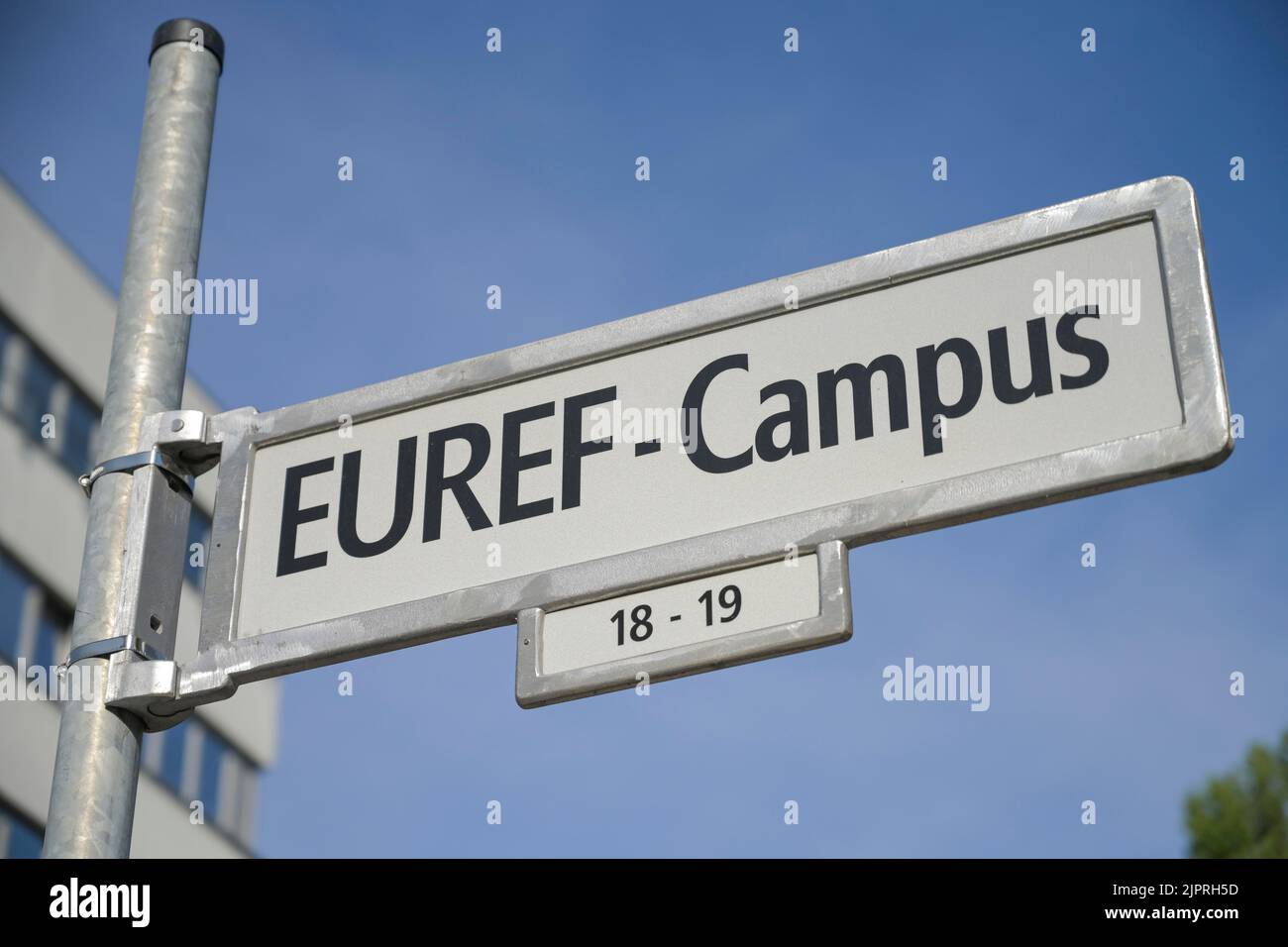 Straßenschild, EUREF Campus, Schöneberg, Berlin, Deutschland Stockfoto