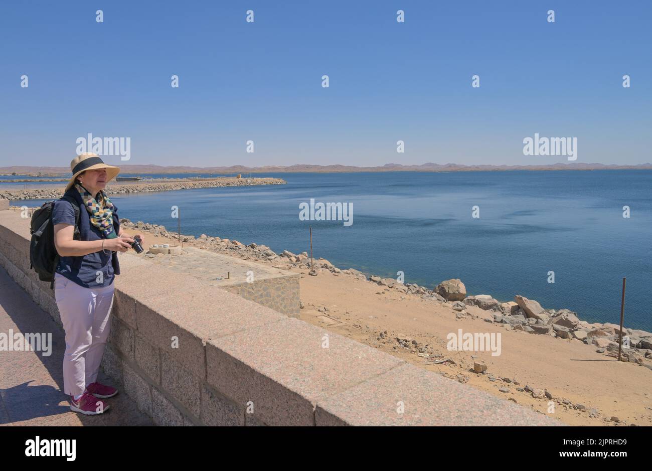 Tourist, Nasser Reservoir, Staudamm, Assuan, Ägypten Stockfoto