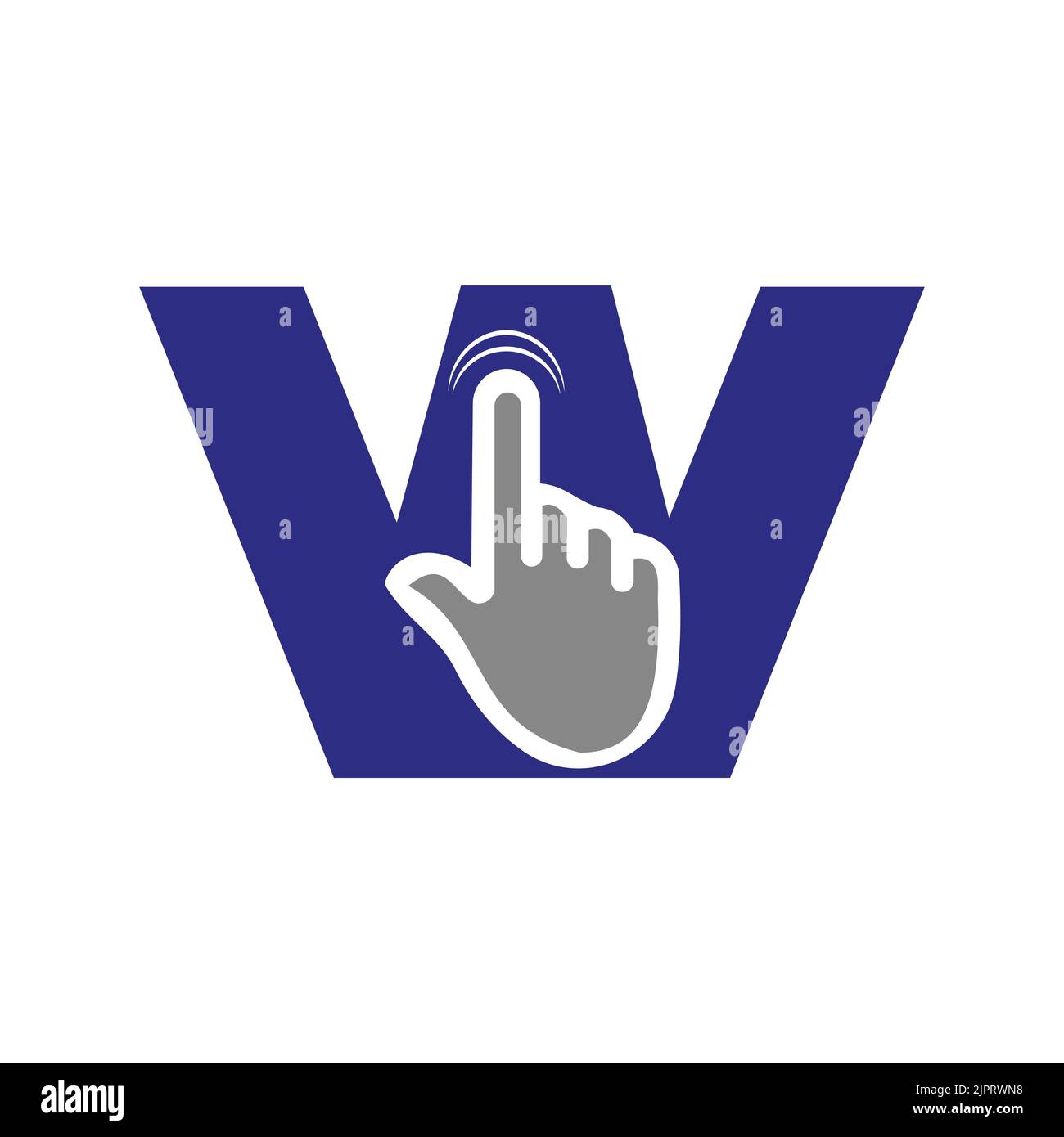 Buchstabe W Finger Klicken Sie auf Logo Vektor-Vorlage Konzept für Technologie-Symbol Stock Vektor