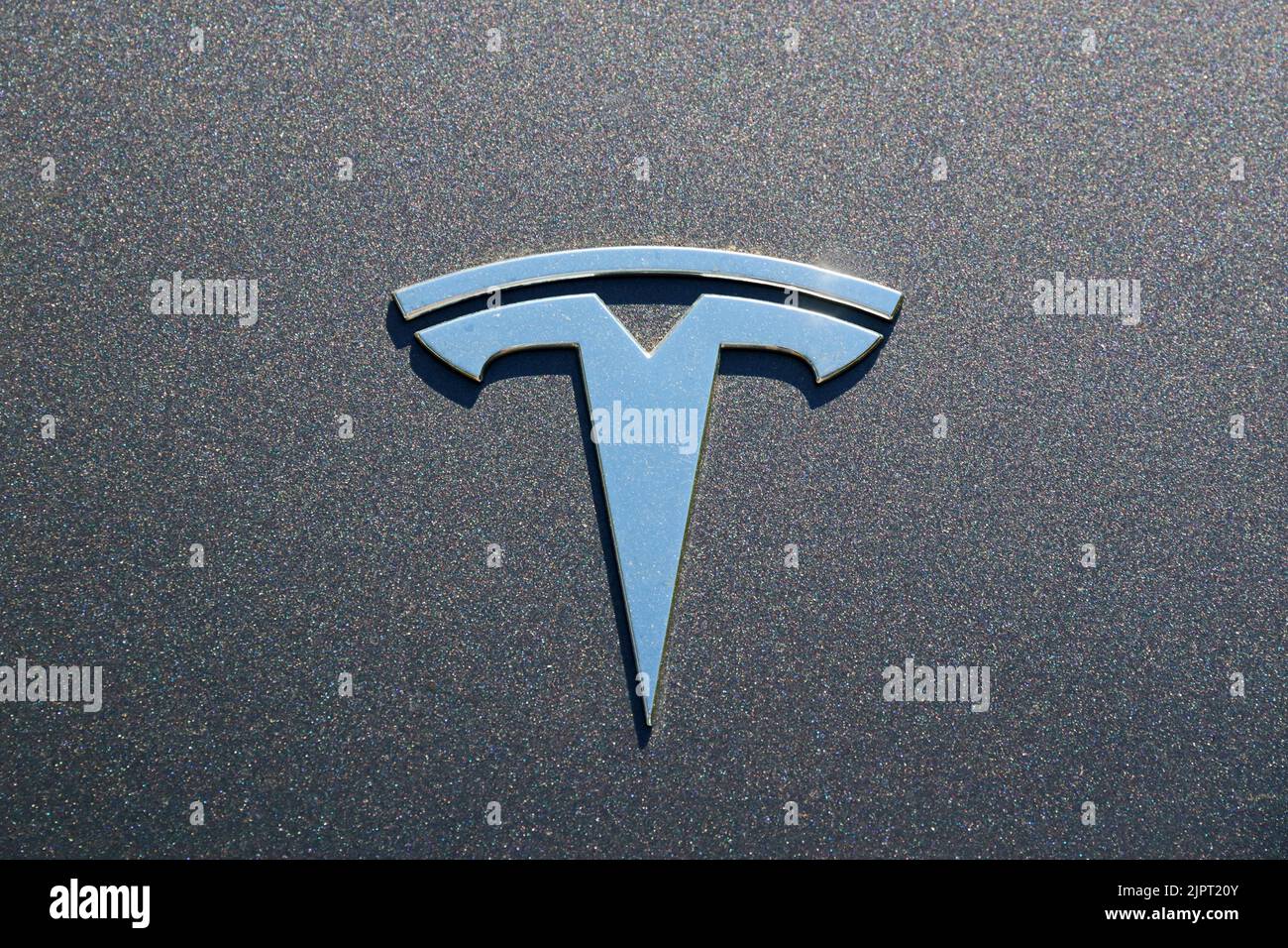 Tesla Auto Abzeichen Stockfoto