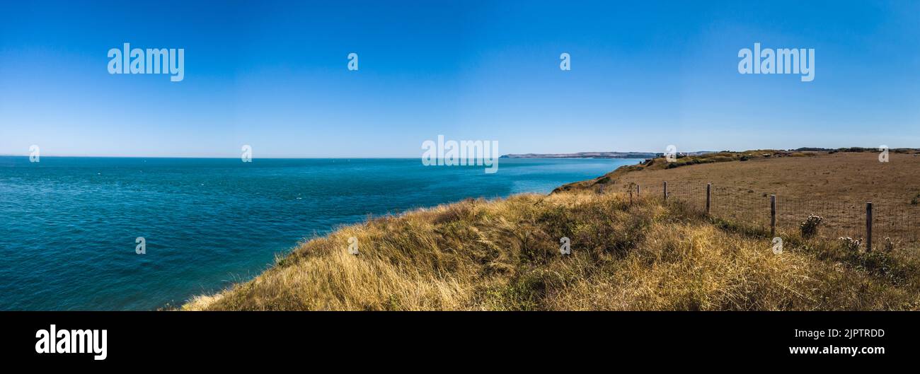 Vue panoramique estivale depuis le Cap Gris Nez sur la Côte d'opâle Stockfoto