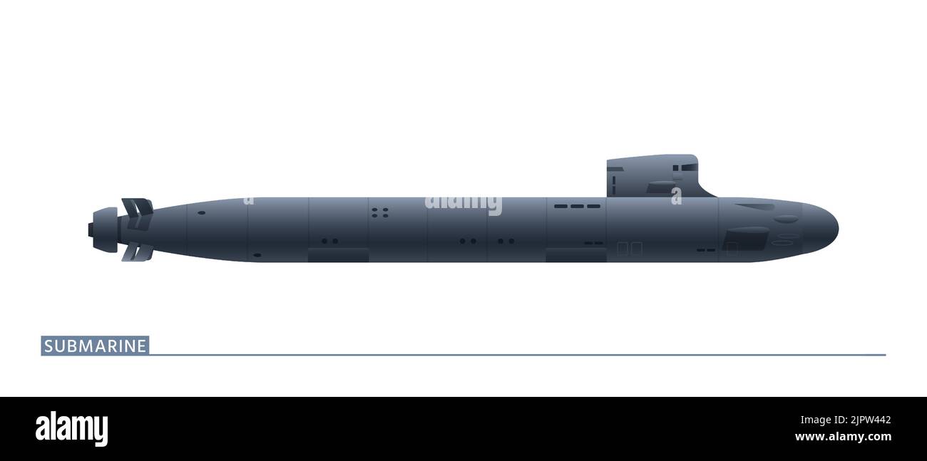 U-Boot ist in einer Seitenansicht, die auf einem weißen Hintergrund isoliert ist. Vektorgrafik Stock Vektor
