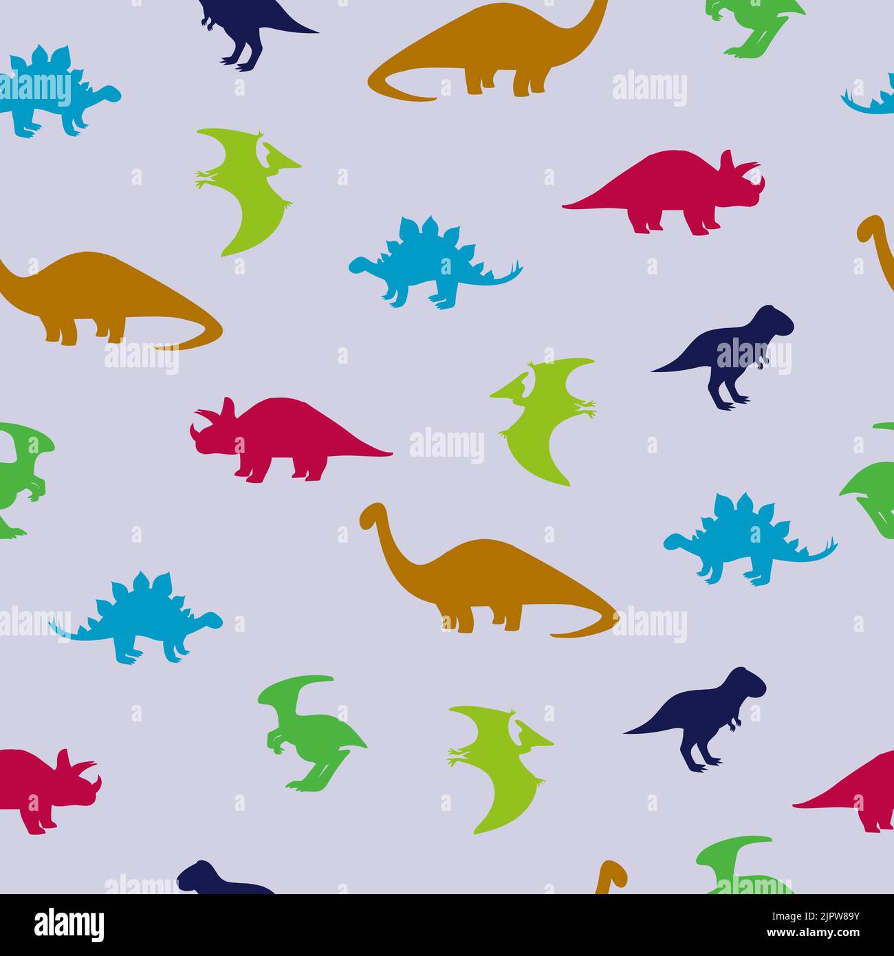 Niedliche Dinosaurier Nahtloses Muster. Vektor-Hintergrund mit Dinosaurier Silhouetten Stock Vektor