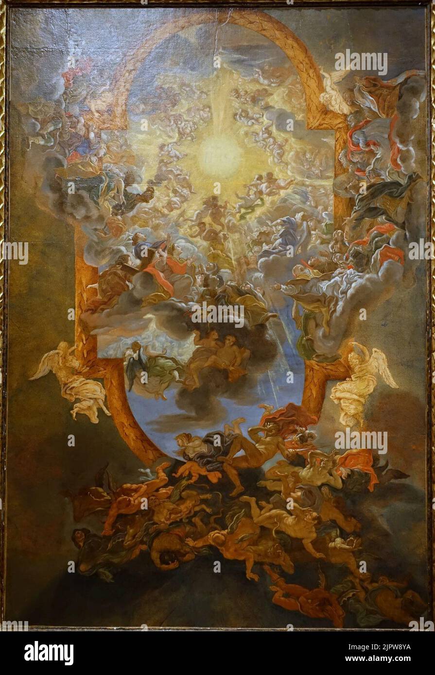Der Triumph des Namens Jesu, von Il Baciccio (Giovanni Battista Gaulli), 1676-1679, Öl auf Papier, Studie für die Decke des Il Gesu in Rom Stockfoto