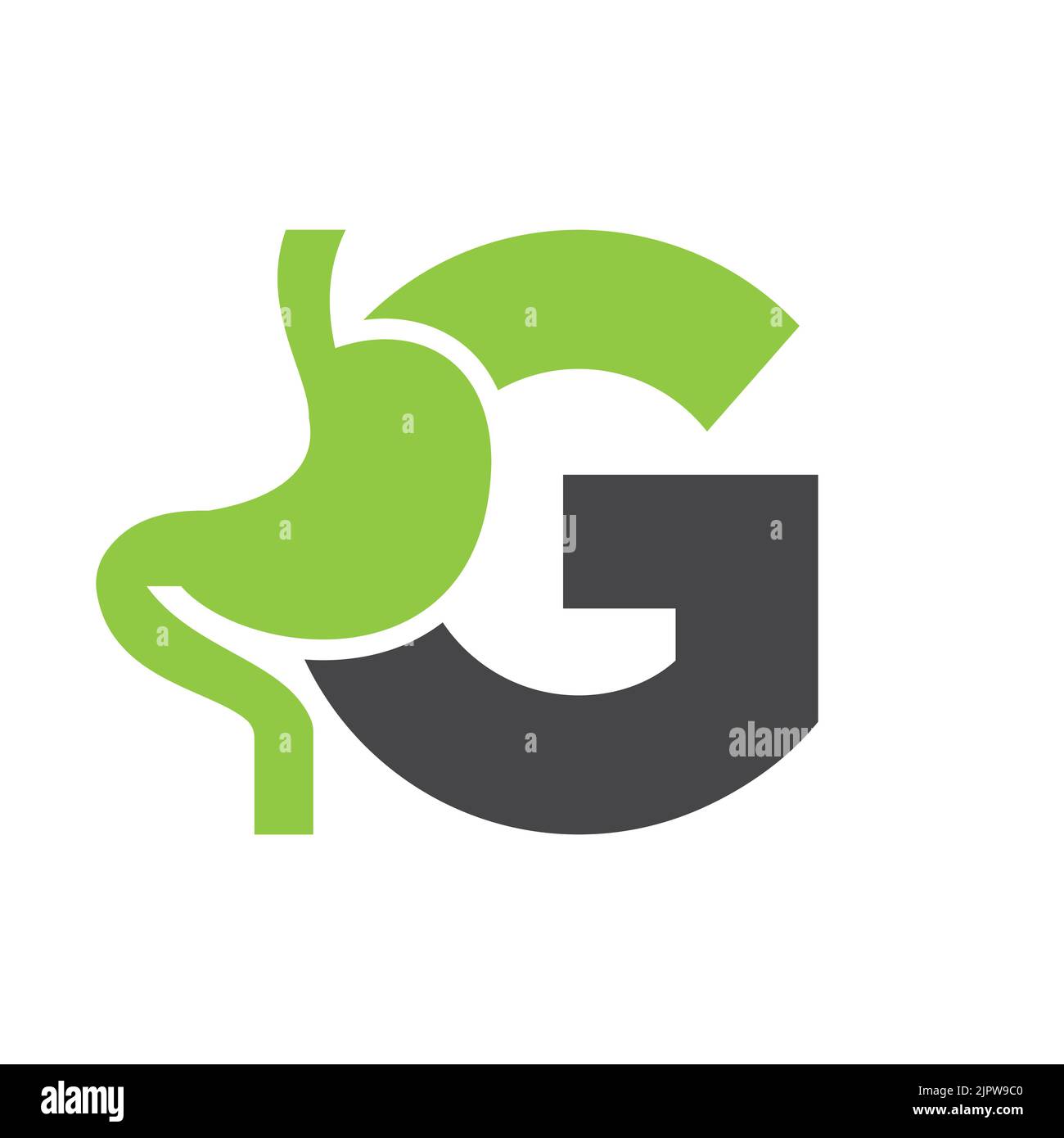 Buchstabe G Minimal Magen Logo Design für Medizin und Gesundheitswesen Symbol Vektor-Vorlage Stock Vektor