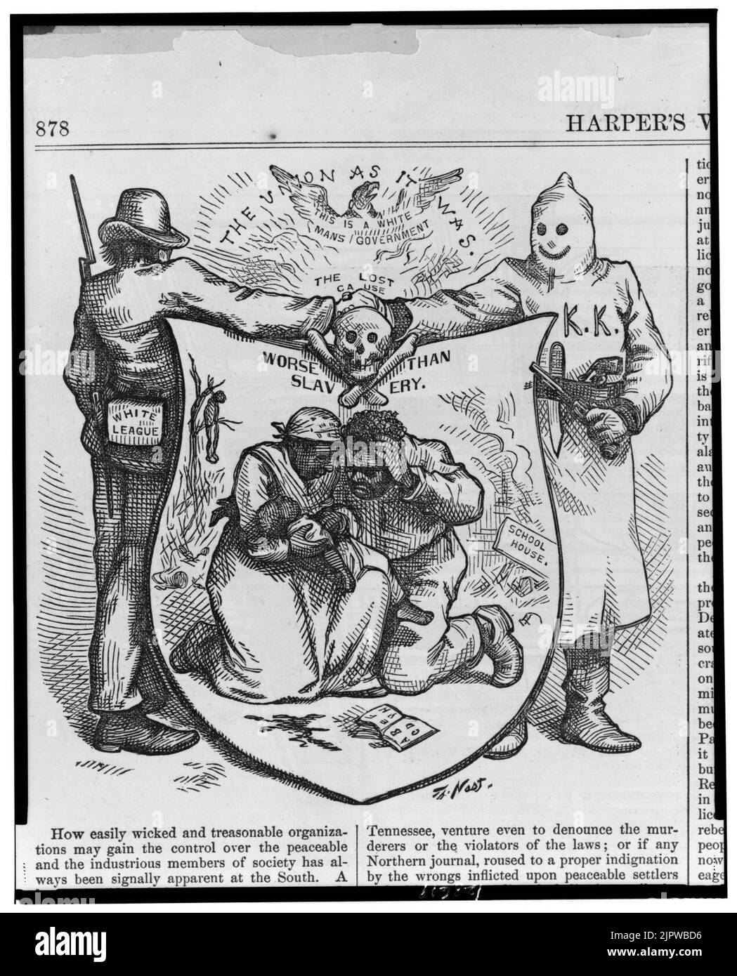 Die Union, wie sie die verlorene Ursache war, schlimmer als die Sklaverei -- Th. Nast. Stockfoto