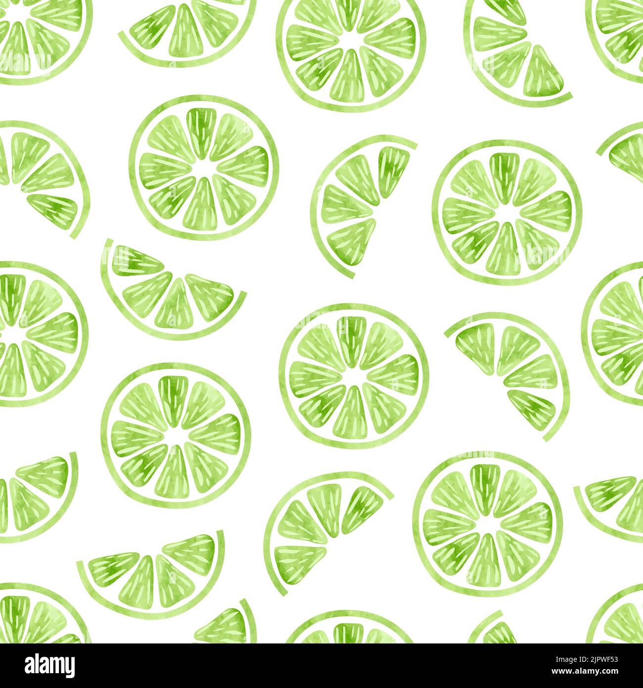 Aquarell lime nahtloses Muster. Vektor Hintergrund mit Scheiben von Kalk isoliert auf weiß Stock Vektor