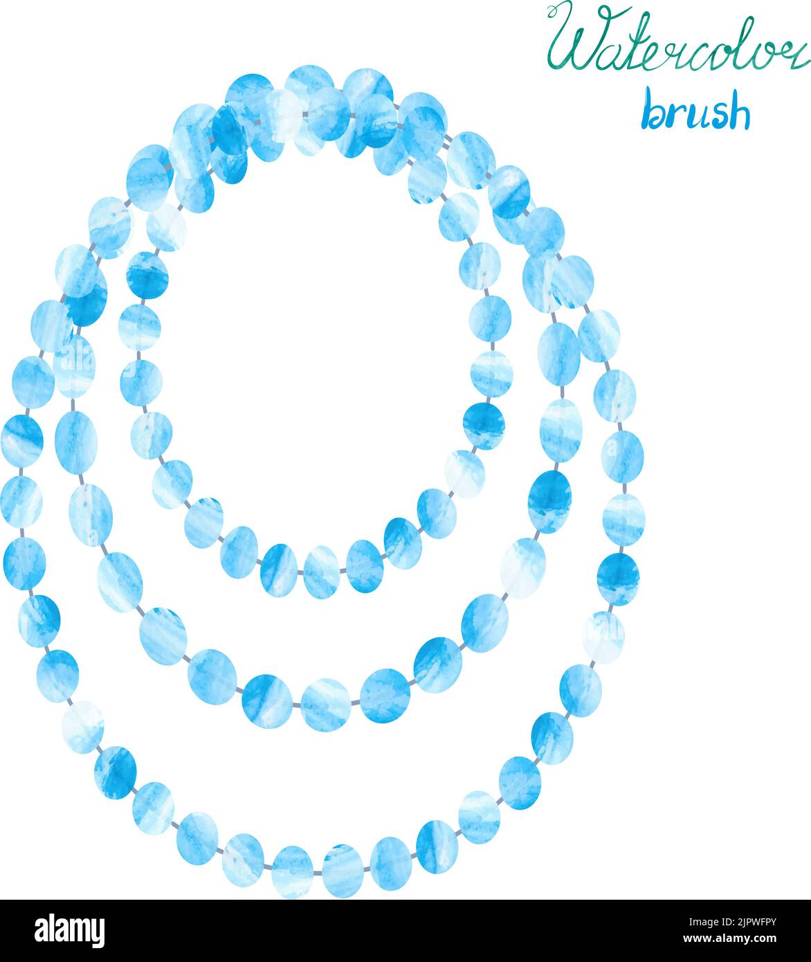 Aquarellperlen isoliert auf Weiß. Vektor-Illustration der blauen Halskette. Stock Vektor
