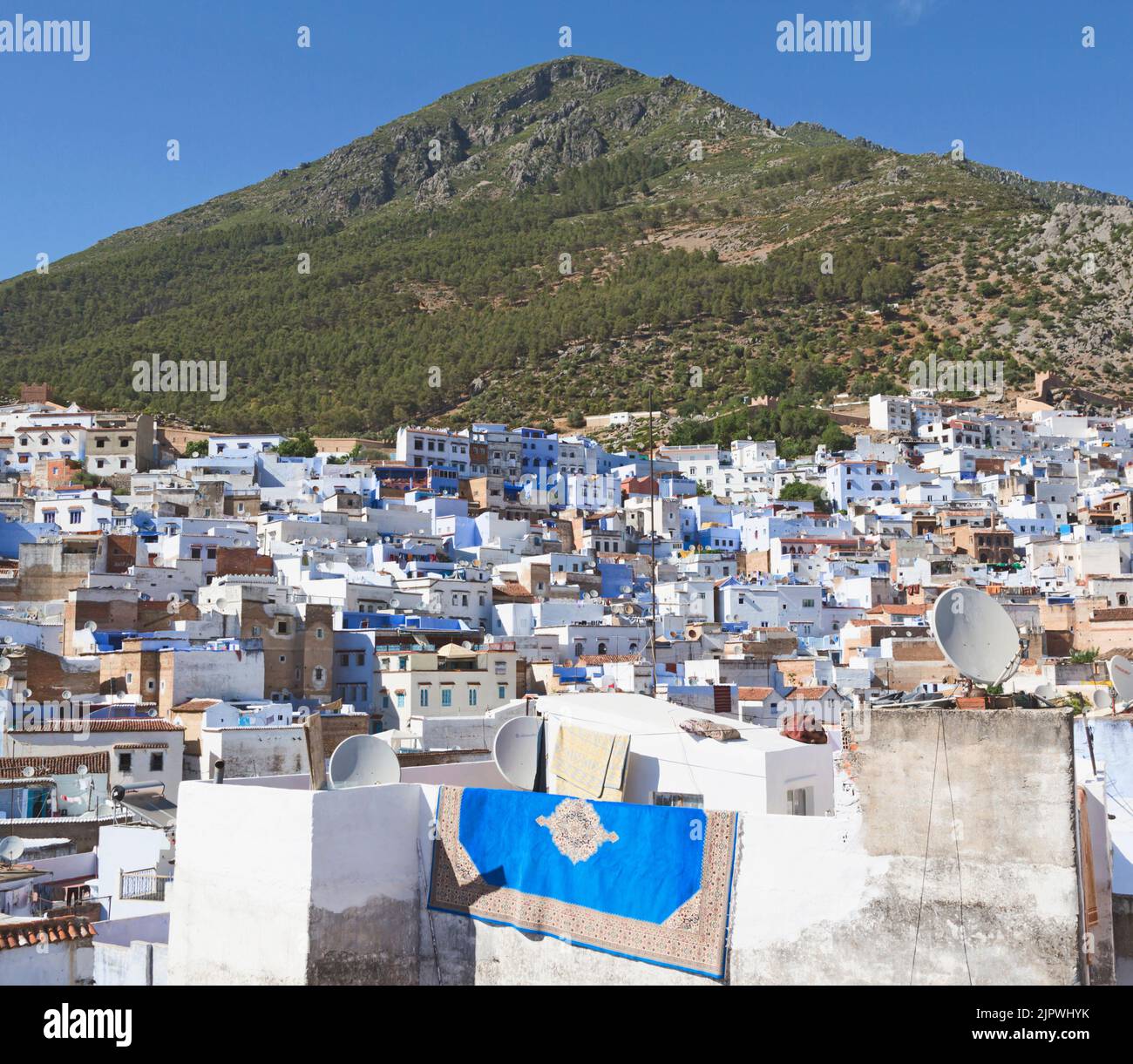Chefchaouen, Marokko. Blick auf die Medina. Stockfoto