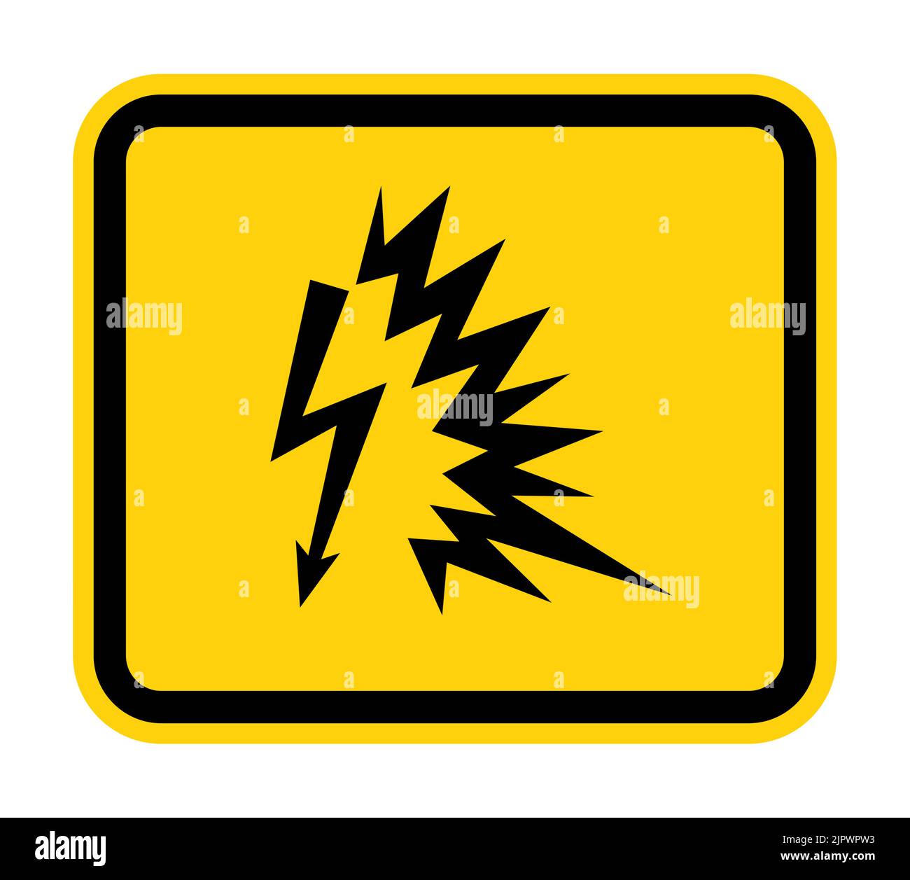 Warnschild Lichtbogensymbol auf weißem Hintergrund Stock Vektor