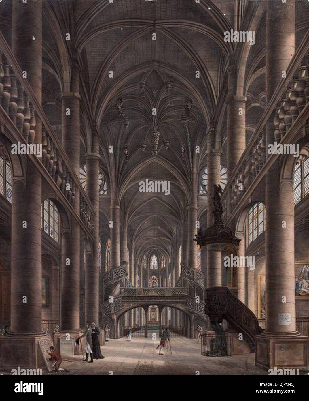 Therese-Victoire de Manne - Vue de l'Interieur de l'église Sainte Geneviève de Paris ou Saint-Etienne-du-Mont Stockfoto