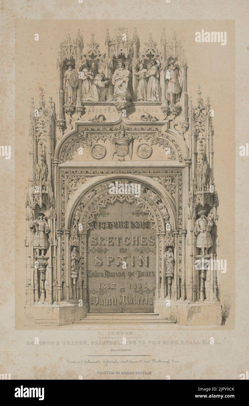 Thomas Allom (britisch, 1804-1872), Hodgson ^ Graves 6, Pall Mall, London, David Roberts (britisch, 1796-1864) - malerische Skizzen in Spanien, Titelseite Stockfoto