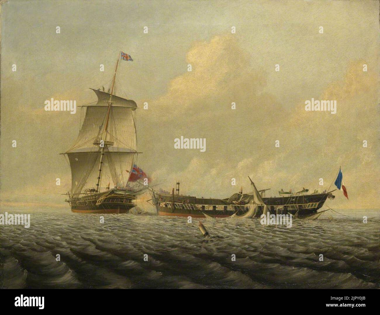 Thomas Baines (1820-1875) - Aktion zwischen HMS 'Blanche' und der 'Pique', 5. Januar 1795 Stockfoto