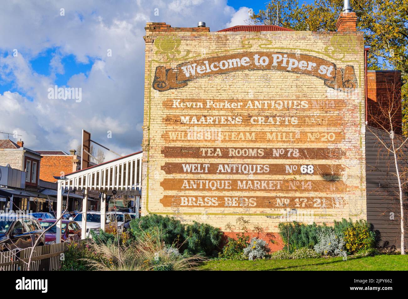 Willkommen in Piper Street - Kyneton, Victoria, Australien Stockfoto