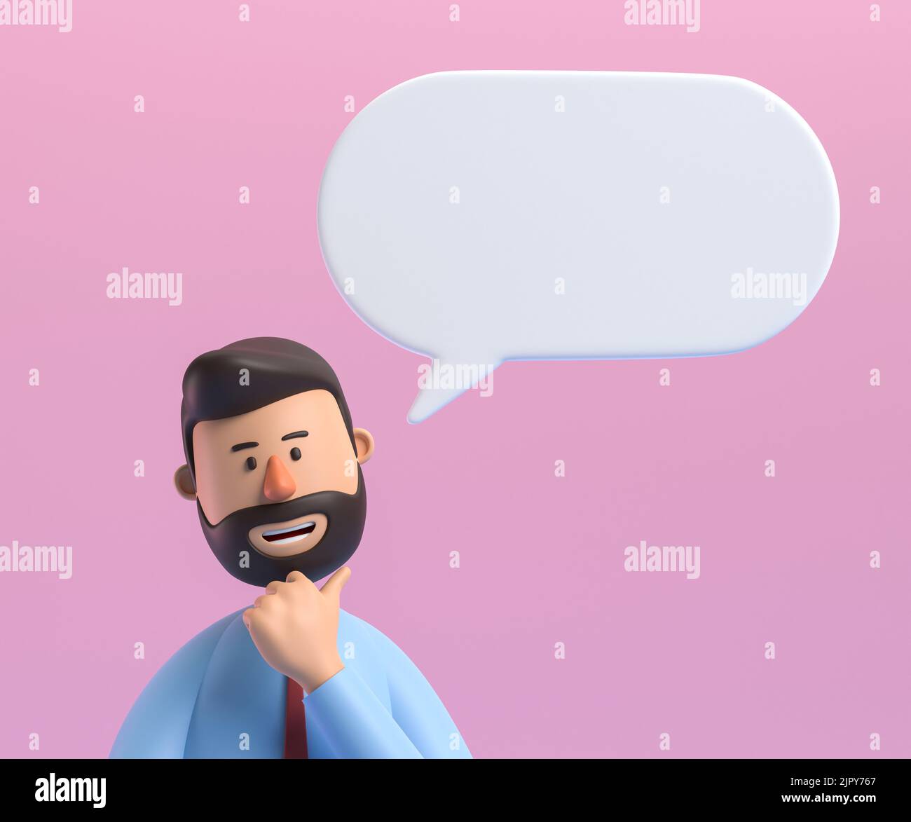 Ein Mann mit Blase talk.communication oder Social-Media-Konzept. 3D Rendern Stockfoto