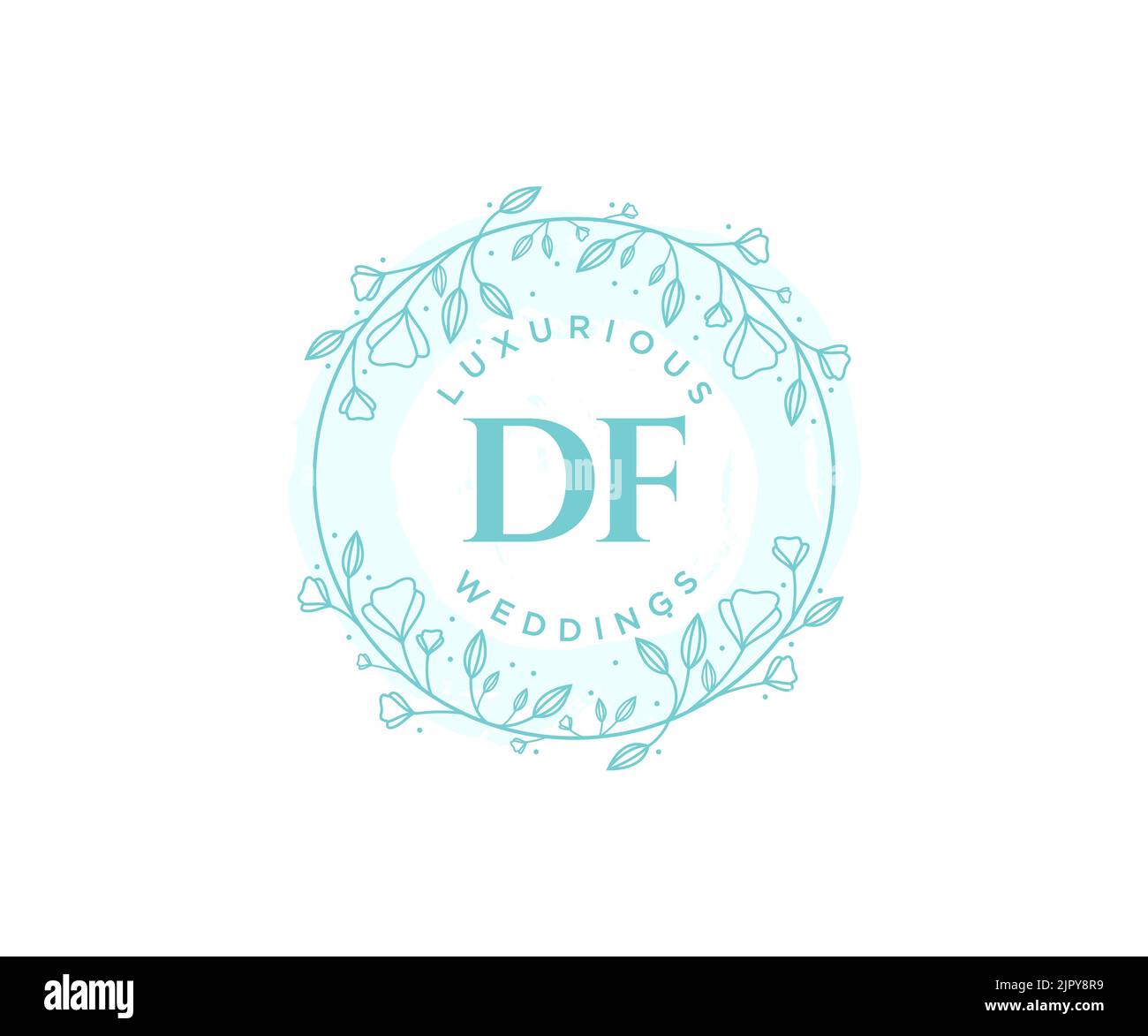 DF Initialen Brief Hochzeit Monogramm Logos Vorlage, handgezeichnete moderne minimalistische und florale Vorlagen für Einladungskarten, Save the Date, elegant Stock Vektor