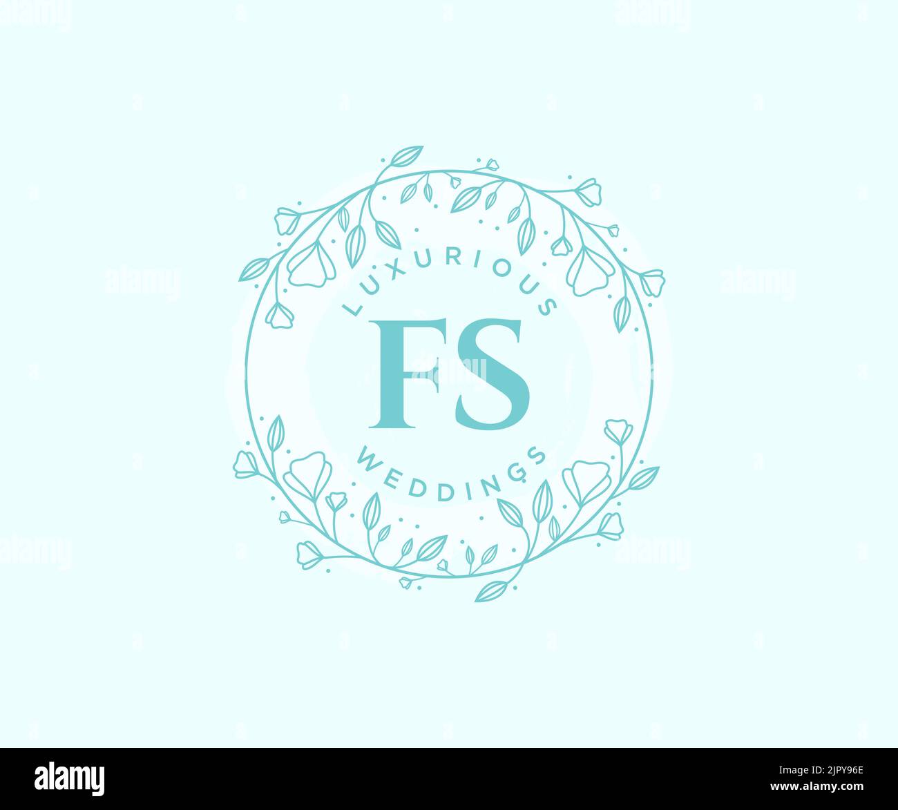 FS Initialen Brief Hochzeit Monogramm Logos Vorlage, handgezeichnete moderne minimalistische und florale Vorlagen für Einladungskarten, Save the Date, elegant Stock Vektor