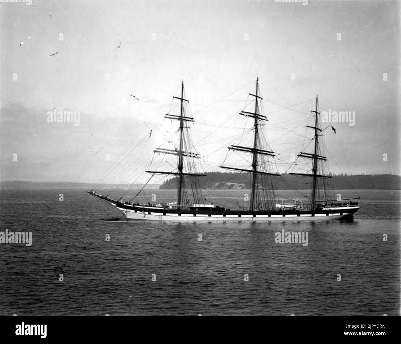 Dreimastschiff-CLAN MACPHERSON vor Anker, Washington, Ca 1900 (HESTER 755) Stockfoto