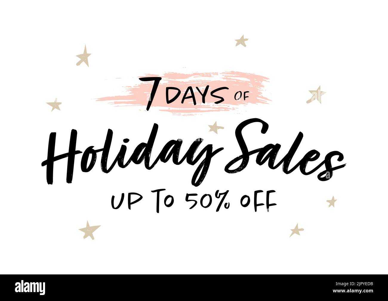 7 Tage Urlaubsverkauf bis zu 50 % Rabatt auf Banner. Stock Vektor