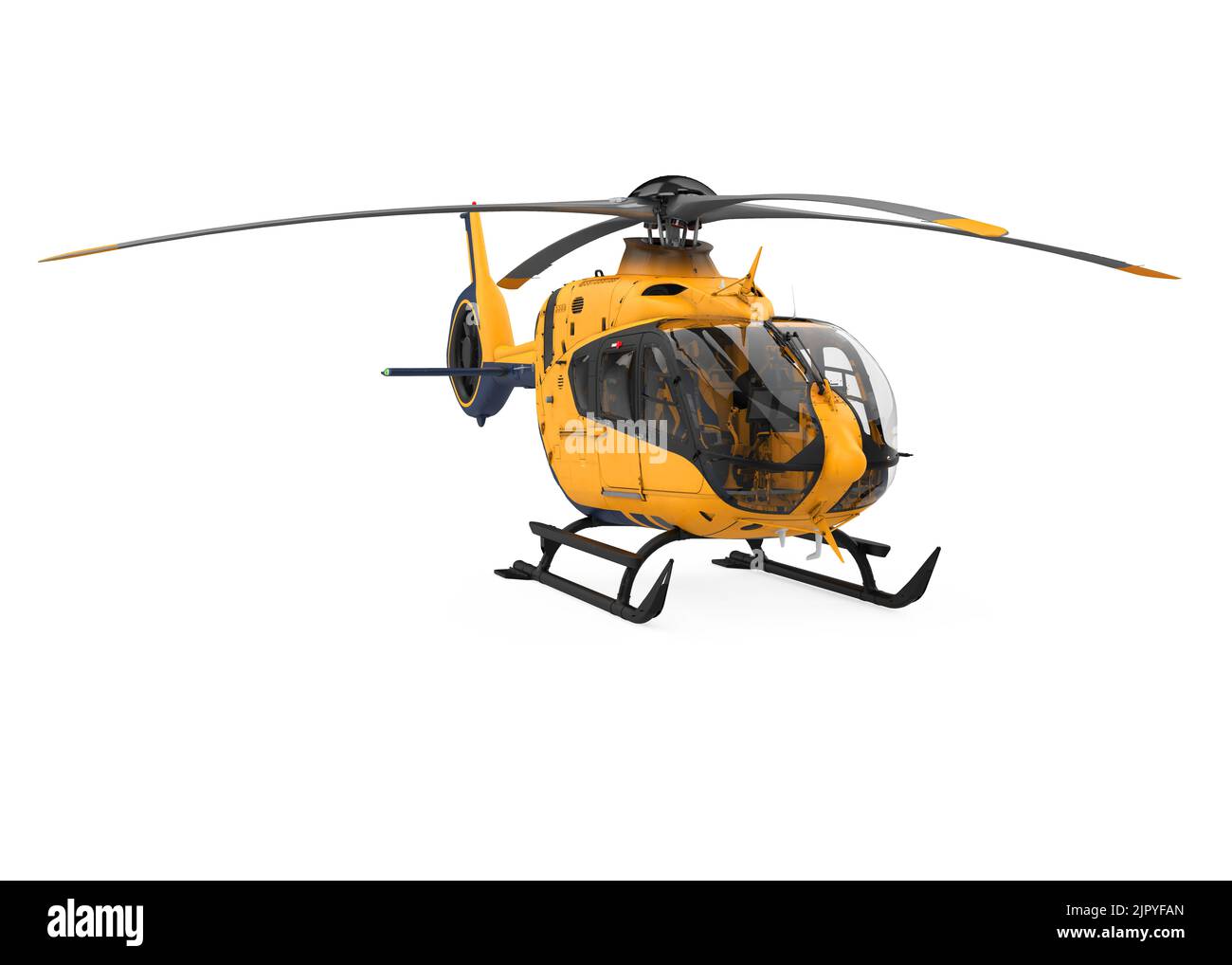 Gelber Hubschrauber Isoliert Stockfoto