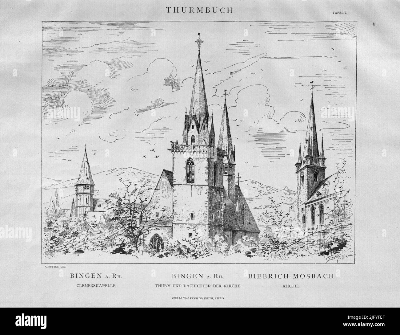 Thurmbuch Tafel 003 Bingen am Rhein Biebrich-Mosbach Stockfoto