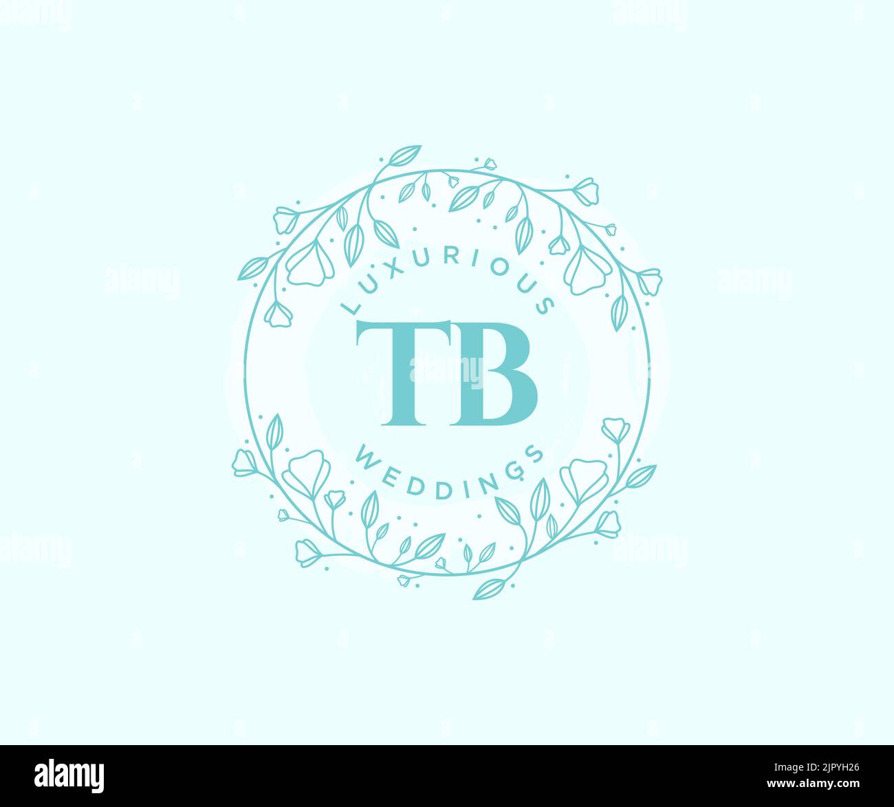 TB Initialen Brief Hochzeit Monogramm Logos Vorlage, handgezeichnete moderne minimalistische und florale Vorlagen für Einladungskarten, Save the Date, elegant Stock Vektor