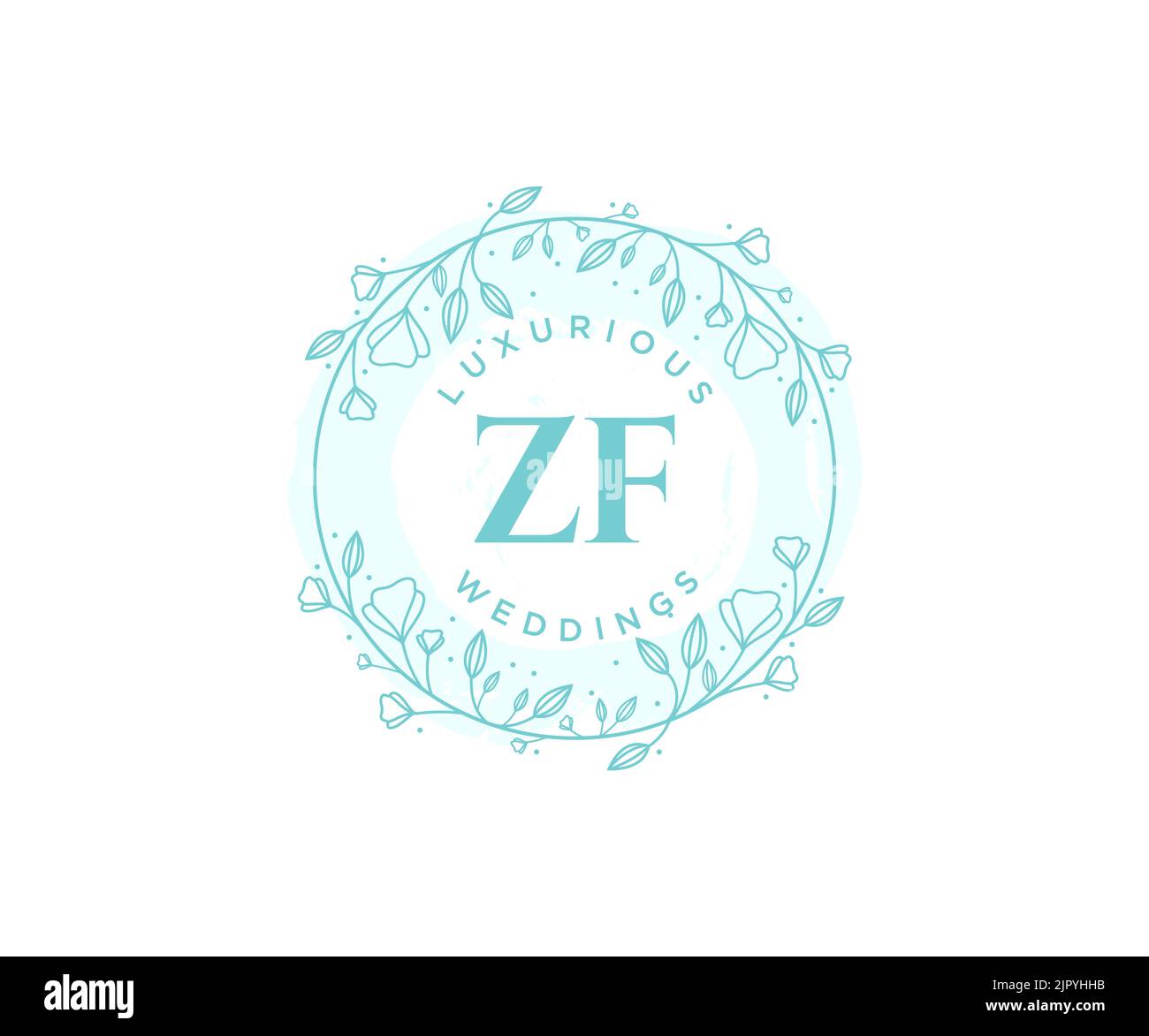 ZF Initialen Brief Hochzeit Monogramm Logos Vorlage, handgezeichnete moderne minimalistische und florale Vorlagen für Einladungskarten, Save the Date, elegant Stock Vektor