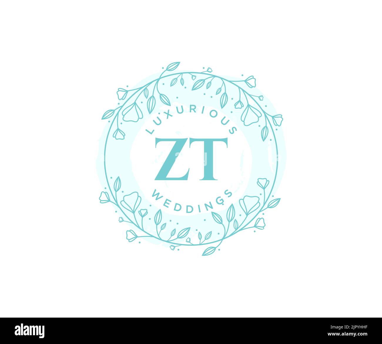 ZT Initialen Brief Hochzeit Monogramm Logos Vorlage, handgezeichnete moderne minimalistische und florale Vorlagen für Einladungskarten, Save the Date, elegant Stock Vektor