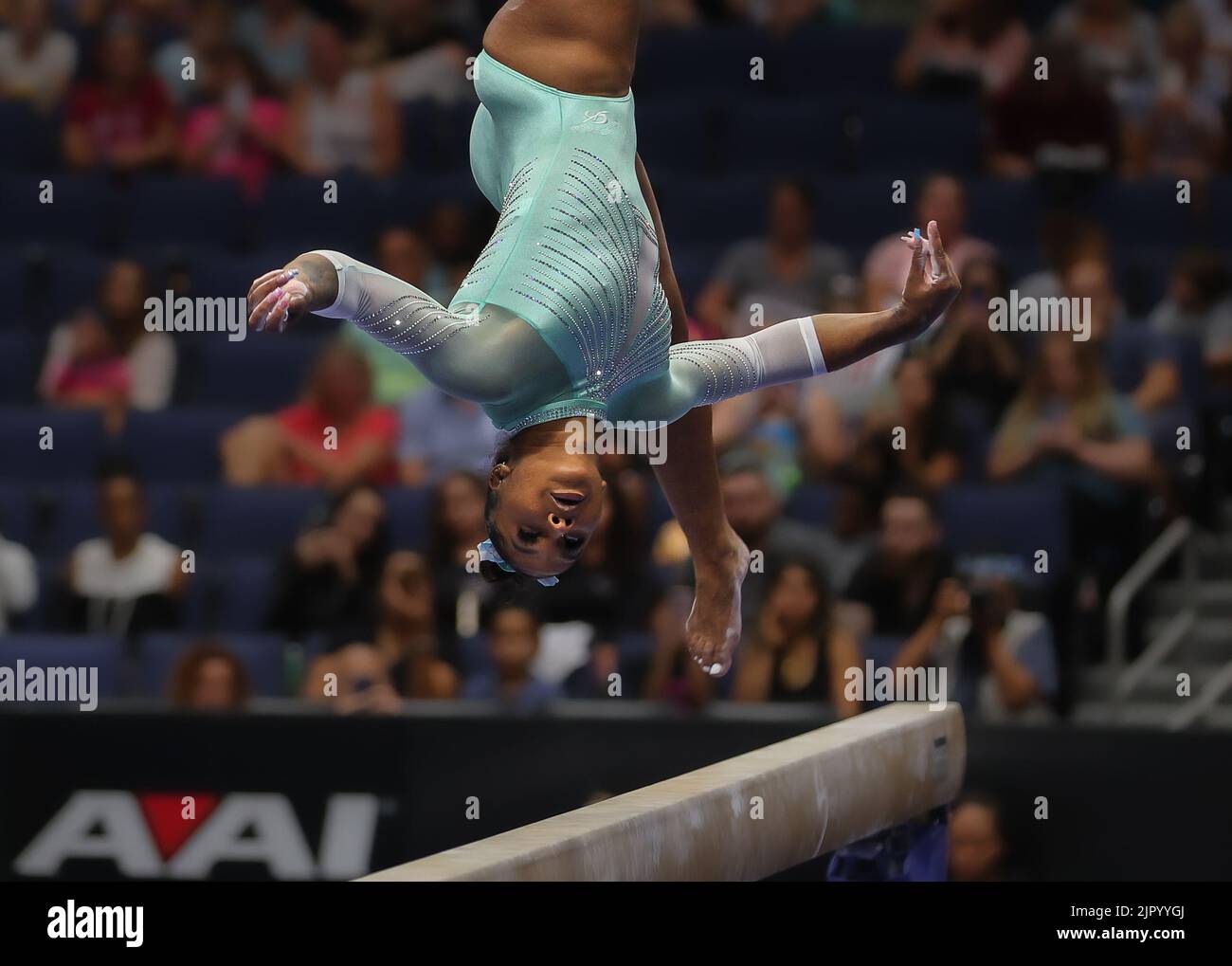 19. August 2022: Während der U.S. Gymnastik Championships 2022 in der Amalie Arena in Tampa, FL. Kyle Okita/CSM Stockfoto