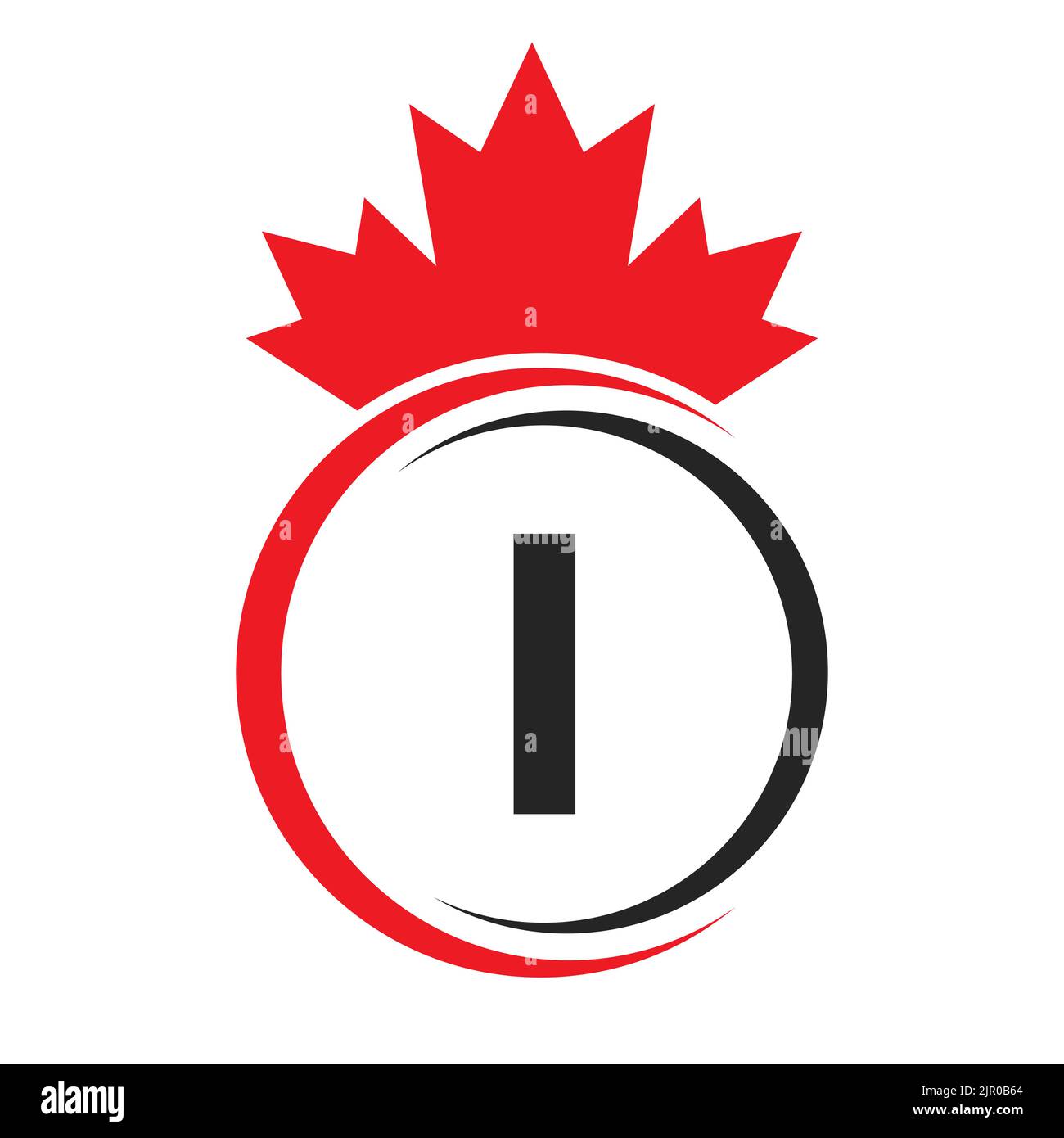 Buchstabe I Maple Leaf Logo Vorlage Symbol von Kanada. Minimal Canadian Business, Company Logo Concept mit I Alphabet Vector Stock Vektor