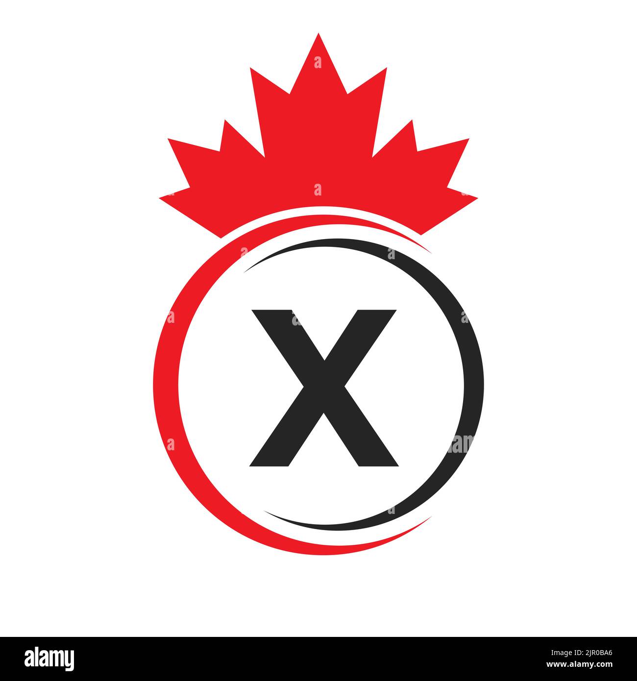Buchstabe X Maple Leaf Logo Vorlage Symbol von Kanada. Minimal Canadian Business, Company Logo Concept mit X Alphabet Vector Stock Vektor