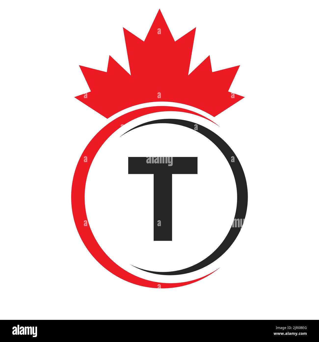 Buchstabe T Maple Leaf Logo Vorlage Symbol von Kanada. Minimal Canadian Business, Company Logo Concept mit T Alphabet Vector Stock Vektor